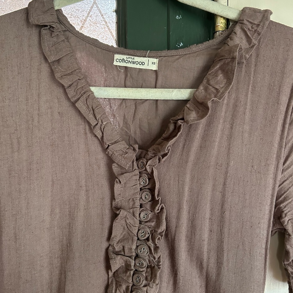 Little Cottonwood Earthy purple Ruffled Midi Dress - Picture 2 of 4